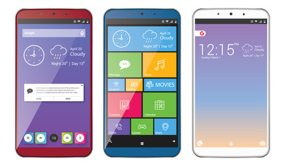 Mobile UI screen design vector illustrations