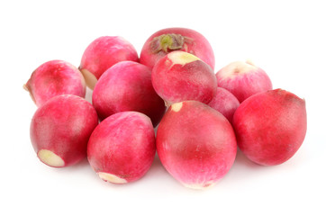 radishes on a white background