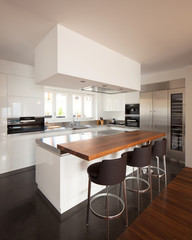 Modern kitchen in luxury apartment.