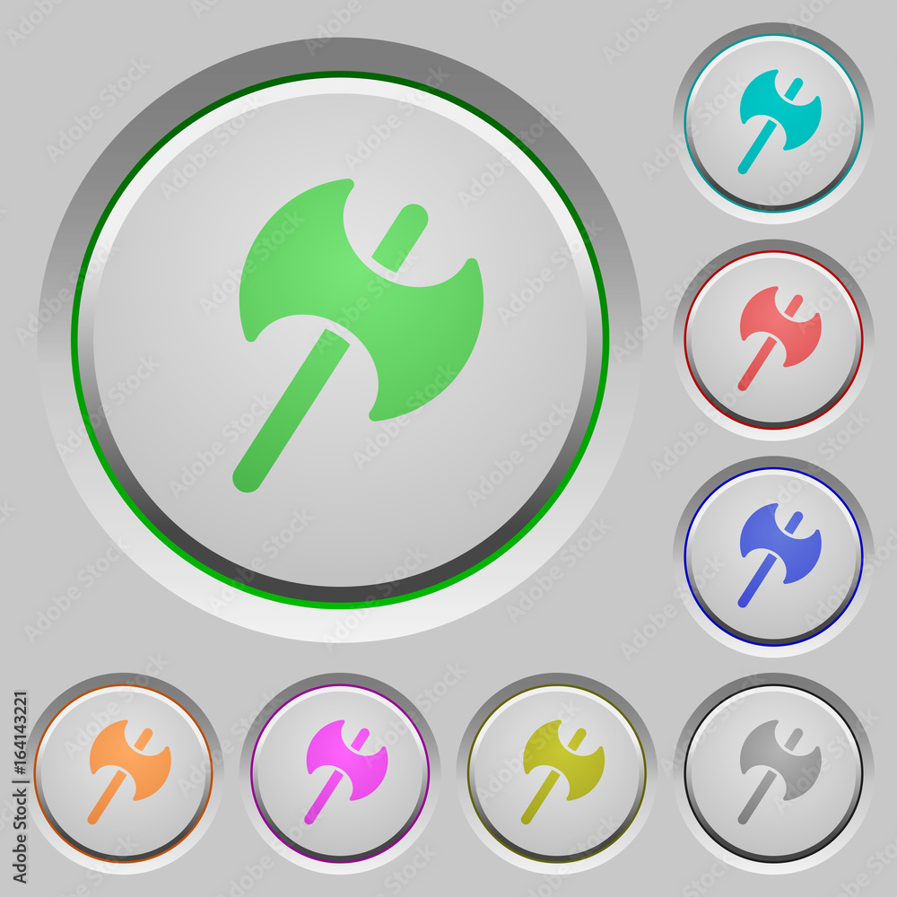 Poster two headed battle axe push buttons
