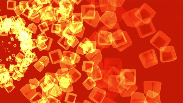 4k Abstract flying glass boxes background,flame lighters fire fireworks particle,smelting melting precious stones,geometric explosion flower backdrop.