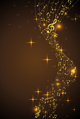 Abstract Background with gold color Music notes. Vector Illustration - 164143477
