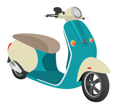 Vintage two wheeler scooter isolated vector illustrations Stock Vector |  Adobe Stock