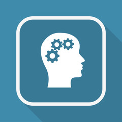 App Button mit Schatten - Kopf mit Zahnräder - Brainstorming