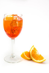 Aperol spritz cocktail in glass isolated on white background
