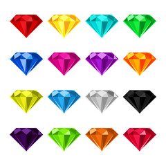 Icon set diamonds with a wide variety of colors