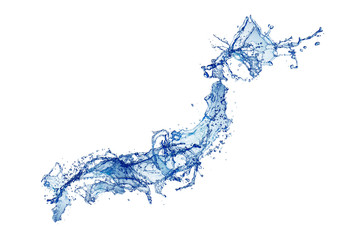 日本地図の形をした水しぶき