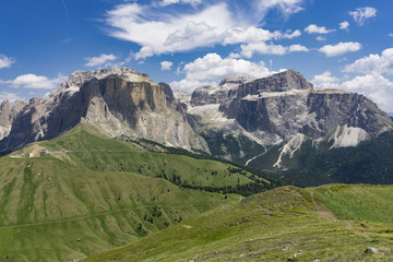Fototapeta na wymiar Beautiful summer mountain landscape. Sella group. Dolomites. Italy.