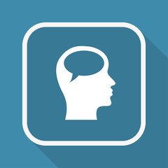 App Button mit Schatten - Kopf mit Sprechblase - Kommentar