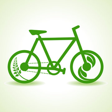 Eco bicycle with green leaf stock vector