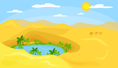 desert landscape oasis. Vector illustration 