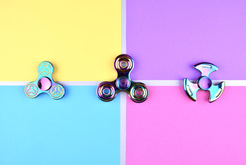 Group of hand fidget spinner toy.
