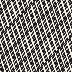 Fototapeta premium Black and White Irregular Dashed Lines Pattern. Modern Abstract Vector Seamless Background. Chaotic Rectangle Stripes Mosaic