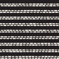 Black and White Irregular Dashed Lines Pattern. Modern Abstract Vector Seamless Background. Chaotic Rectangle Stripes Mosaic