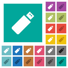 Pendrive square flat multi colored icons