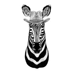 Zebra Horse Wild animal wearing cowboy hat Wild west animal Cowboy animal T-shirt, poster, banner, badge design