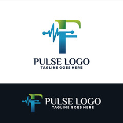 F Letter Health Pulse Logo Template Design Vector, Emblem, Design Concept, Creative Symbol, Icon