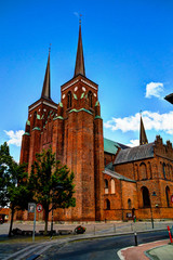 Obraz premium Exterior view to Roskilde Cathedral in Denmark