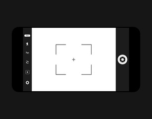 mobile camera interface template background. Screen of smartphone with camera interface. viewfinder display. Vector illustration