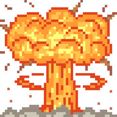 vector pixel art nuclear explosion