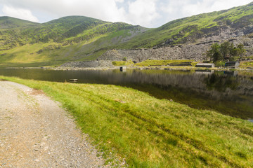 Fototapeta na wymiar Cwmorthin, hanging valley in North Wales with slate mine