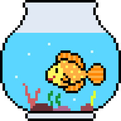 vector pixel art fish pet