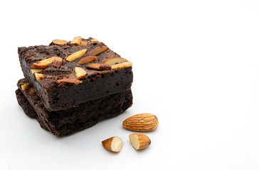 A Chocolate Brownie isolated on white.