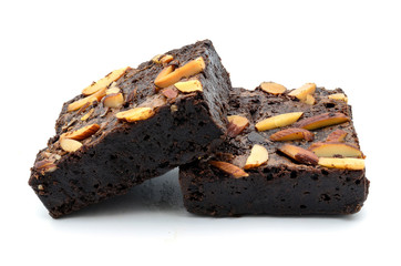 A Chocolate Brownie isolated on white.