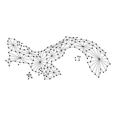 Panama map of polygonal mosaic lines network, rays and dots vector illustration.