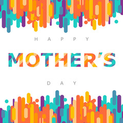Happy Mothers day greeting card with typographic design. Vector illustration. Paper cut style with blooming abstract shapes on white background.