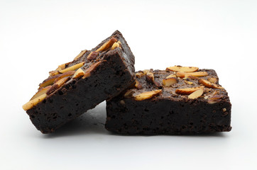 A Chocolate Brownie isolated on white.