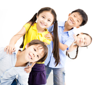  Laughing Small Kids On  White Background