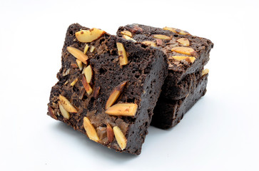 A Chocolate Brownie isolated on white.