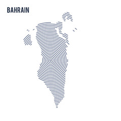 Vector abstract hatched map of Bahrain with spiral lines isolated on a white background.