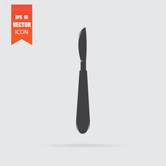 Scalpel icon in flat style isolated on grey background.