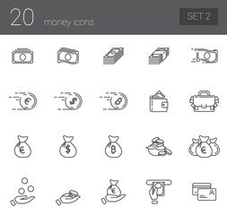 A simple set of icons symbolizing coin, finance, banking and business. Set 2