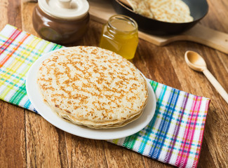 Pancakes. Traditional Russian food - pancake week