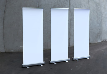 White blank empty high resolution Business Roll Up and  Standee Banner display mock up Template for...