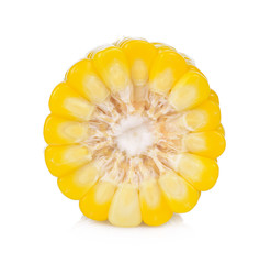 Close up a half two color Sweet corn isolated on white background
