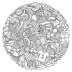 Cartoon cute doodles hand drawn Sport illustration