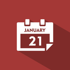 Calendar icon with shade on red background