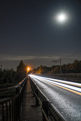 Light trails under the moon