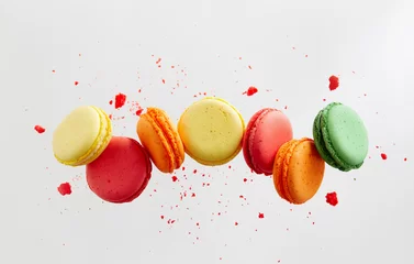 Foto op Plexiglas Macarons Kleurrijke macaronscakes. Kleine Franse taarten.