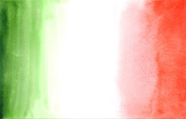 Traditional Italian flag in watercolor stile.
