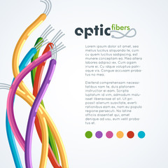Colorful network optic fiber cables background