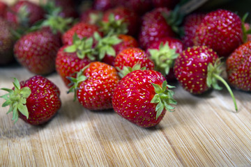 Strawberry on wooden table