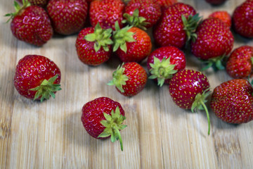 Strawberry on wooden table