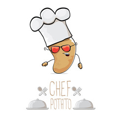 vector funny cartoon cute brown chef potato