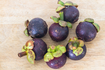Mangosteen Is Popular Fruits / Mangosteen Is Popular Fruits On Wooden Background.