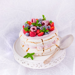 Pavlova with berry fruits